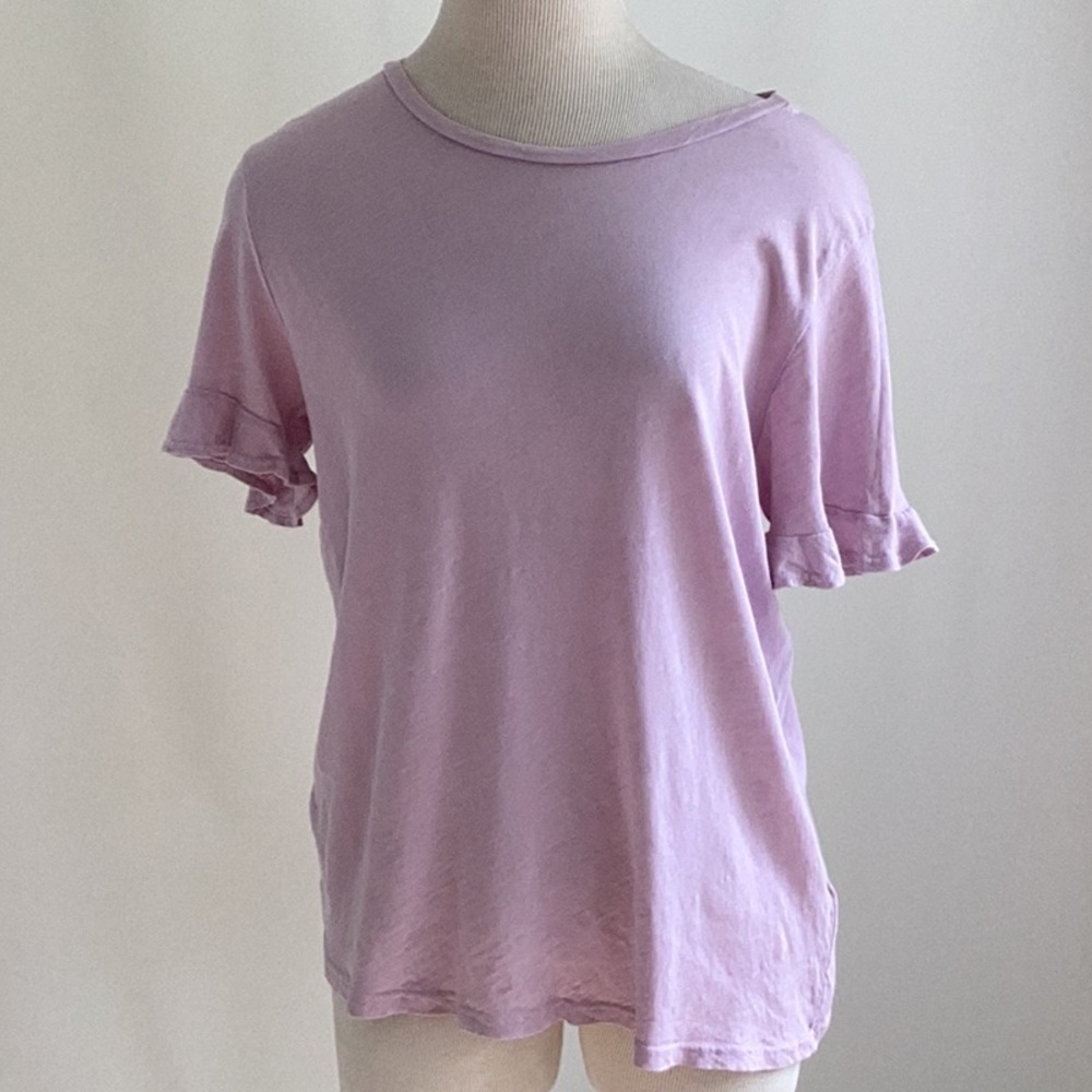 Sundry Cotton Top Ruffle Trim Sleeves